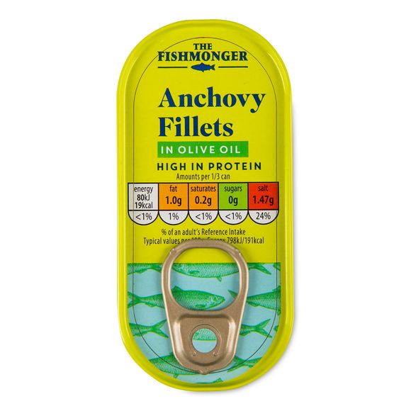 The Fishmonger Anchovies Fillets In Olive Oil 50g (30g Drained)